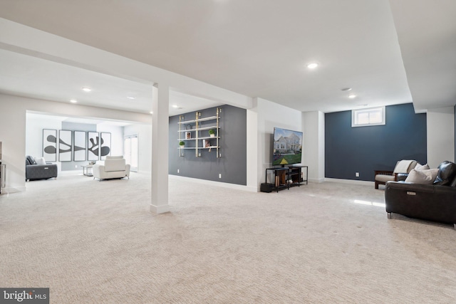 living room with carpet flooring