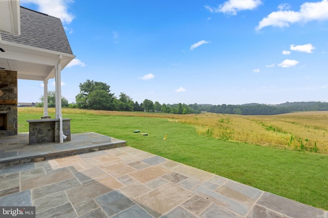 14628 Old Hanover Rd Regi, Unit Regi, Reisterstown, MD 21136 - view of patio with a rural view and an outdoor stone fireplace