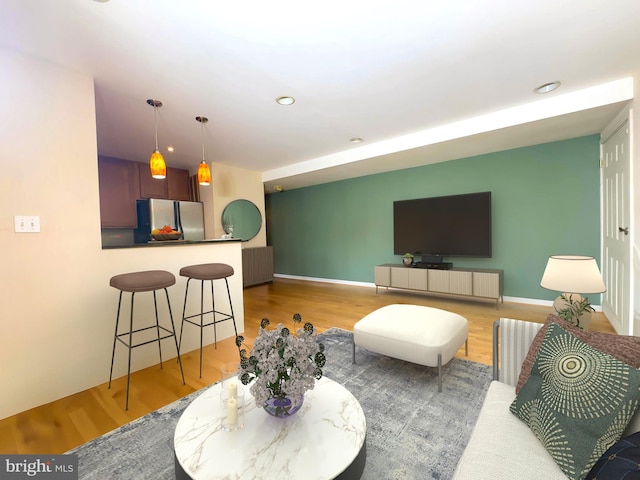 living room featuring light hardwood / wood-style floors