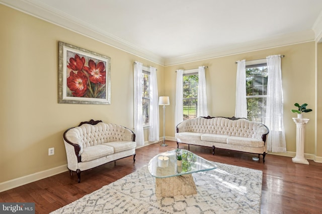 708 Church Rd S, Upper Marlboro, MD 20774 - living room with crown molding, wood finished floors, and baseboards