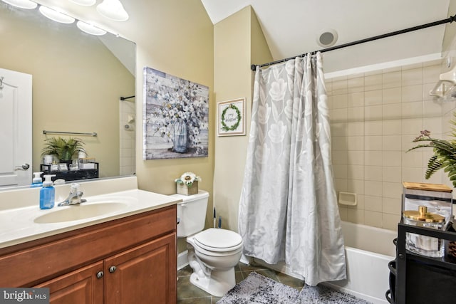 708 Church Rd S, Upper Marlboro, MD 20774 - full bath with toilet, shower / tub combo with curtain, tile patterned flooring, and vanity