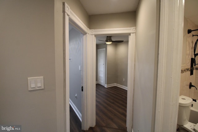 hall with dark hardwood / wood-style floors