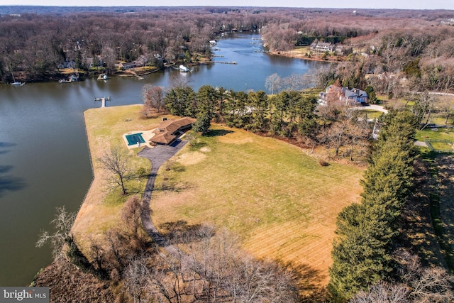 bird's eye view featuring a water view