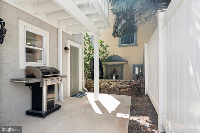 view of patio with area for grilling