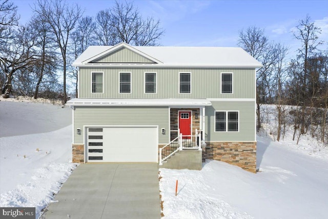 view of front of house with a garage