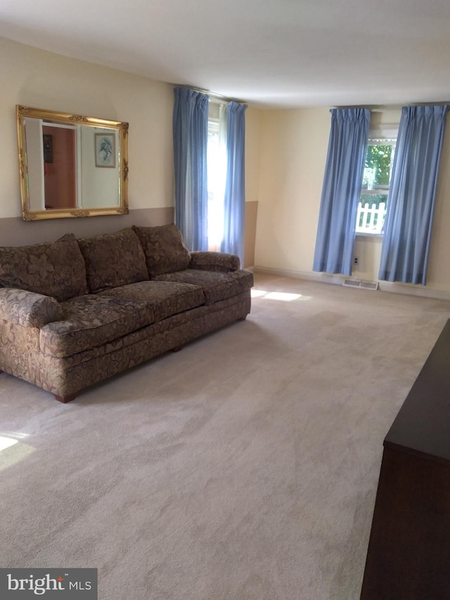 living room with carpet and plenty of natural light