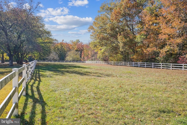 view of yard featuring a rural view