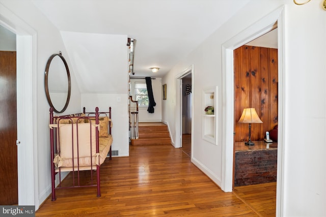 hall featuring wood-type flooring