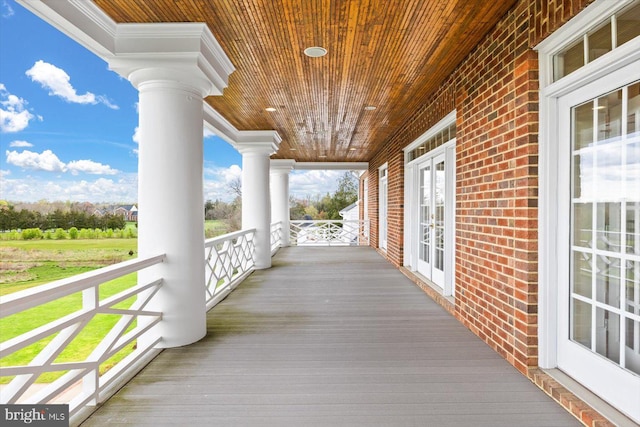 deck featuring french doors