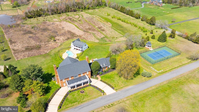 aerial view with a rural view