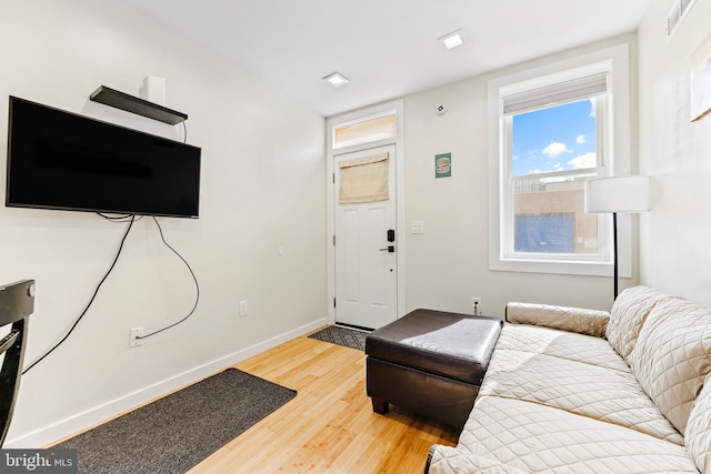 living room with hardwood / wood-style flooring