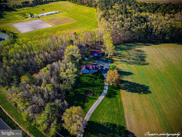 drone / aerial view with a rural view