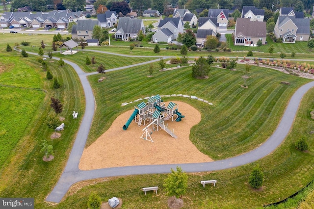 aerial view with a residential view