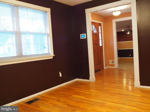 interior space with light hardwood / wood-style flooring