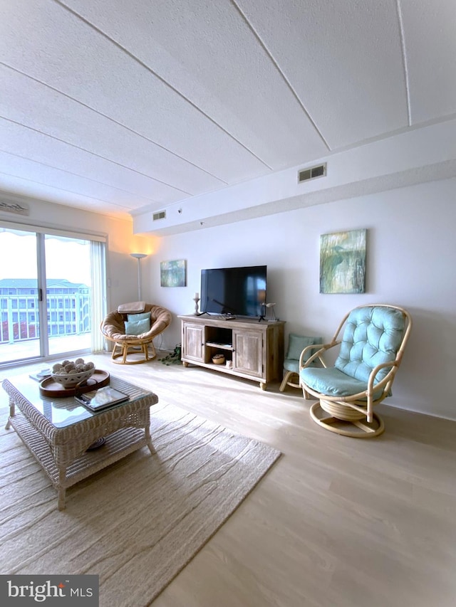 living room with hardwood / wood-style floors