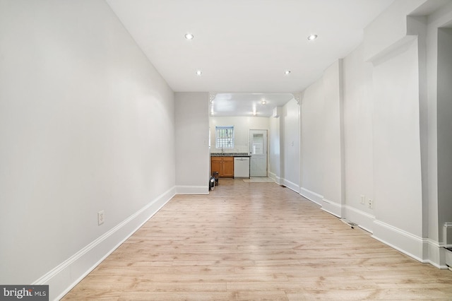 hall featuring light wood-type flooring