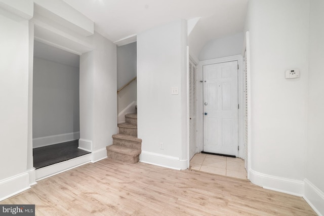 entrance foyer featuring light wood-type flooring