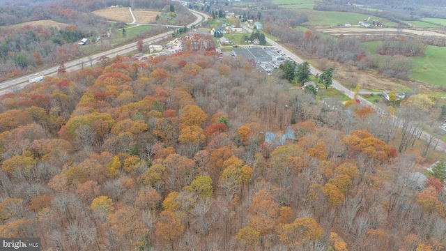 birds eye view of property featuring a rural view