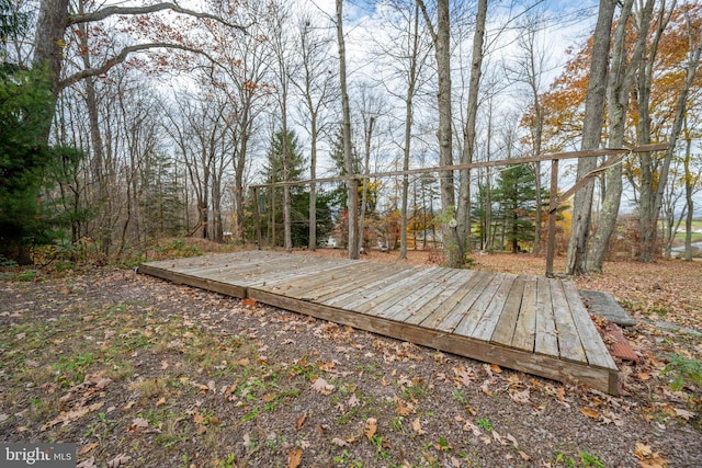 view of yard featuring a wooden deck