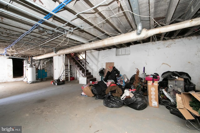 basement with water heater