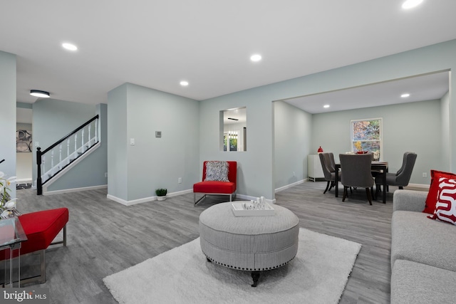 living room featuring light wood-type flooring