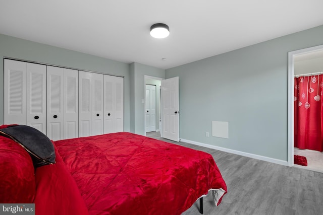 bedroom with wood-type flooring