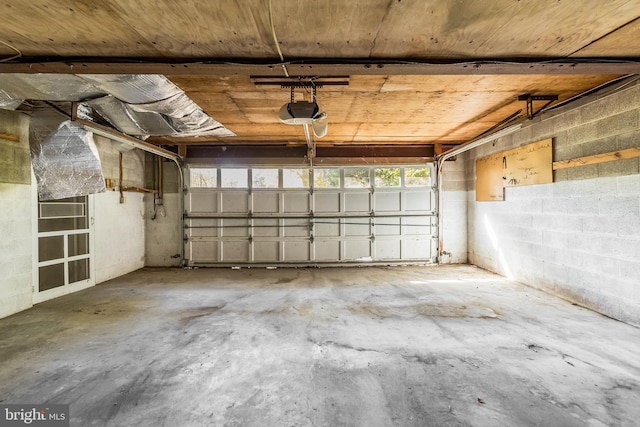 garage with a garage door opener