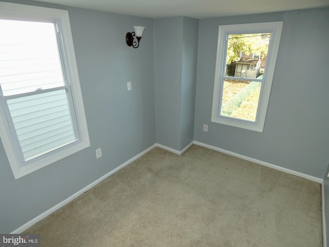 spare room with light carpet