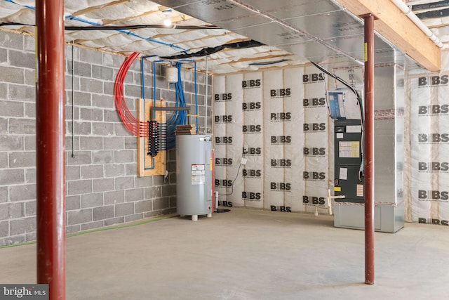 basement with water heater