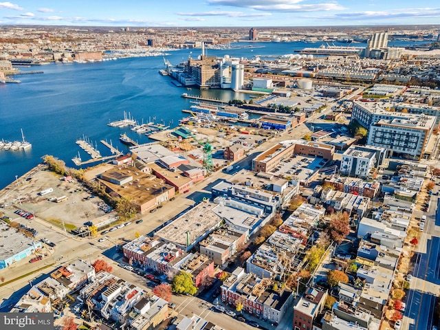 bird's eye view featuring a water view