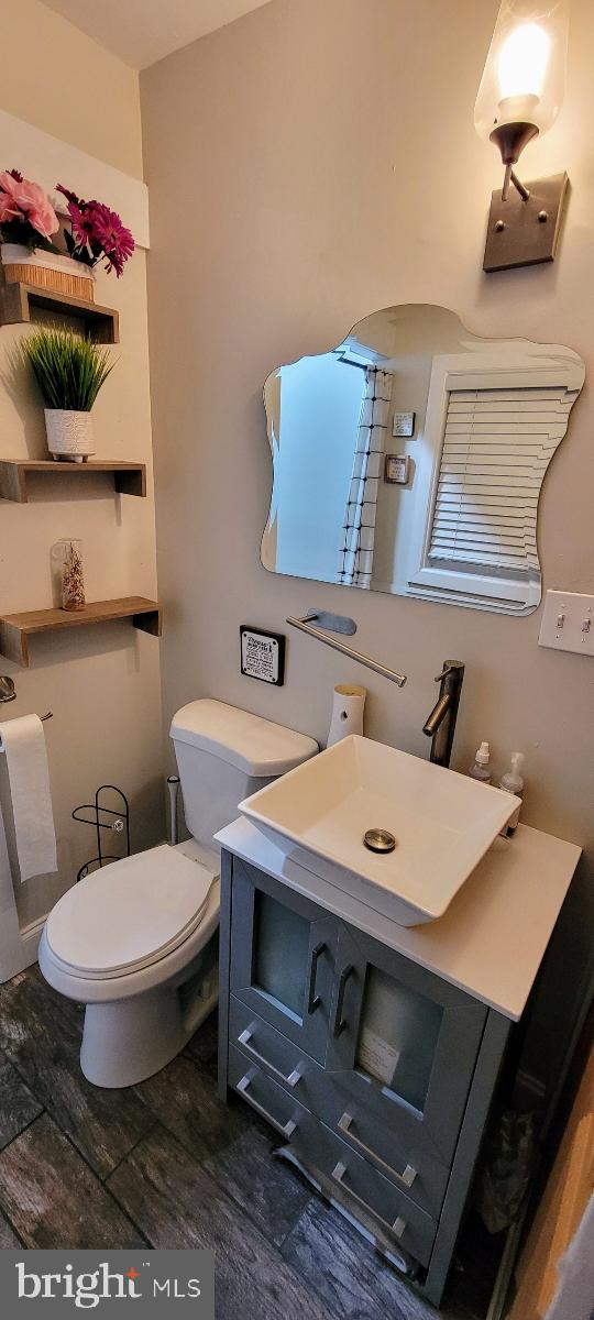 bathroom with vanity and toilet