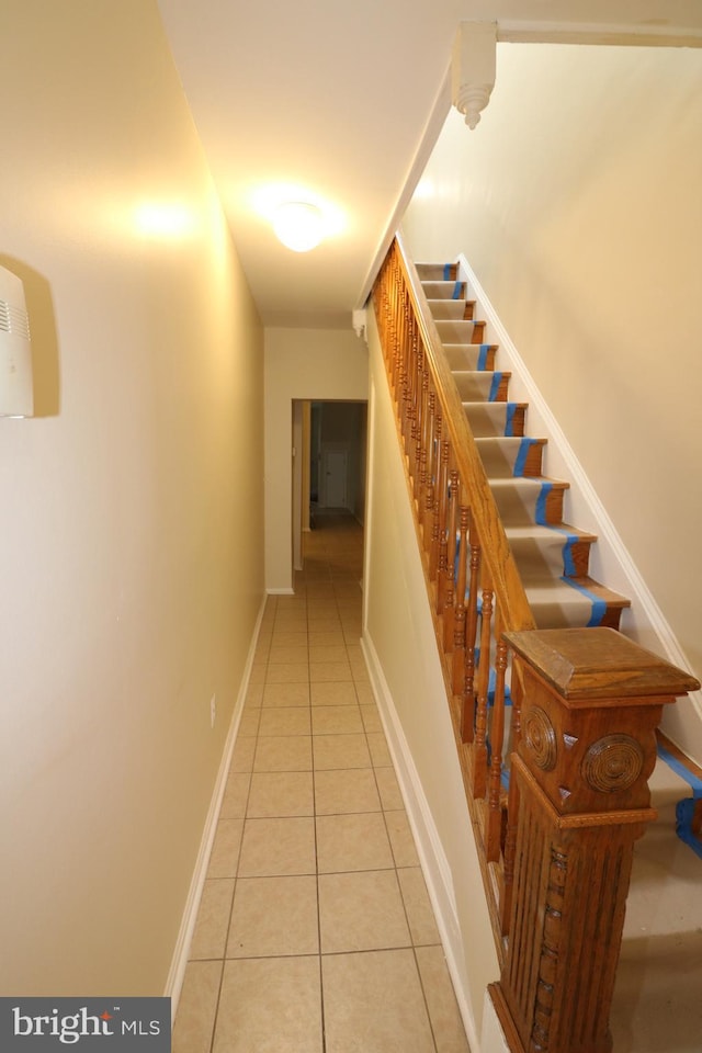 403 O St NW, Washington, DC 20001 - hall featuring light tile patterned floors, baseboards, and stairs
