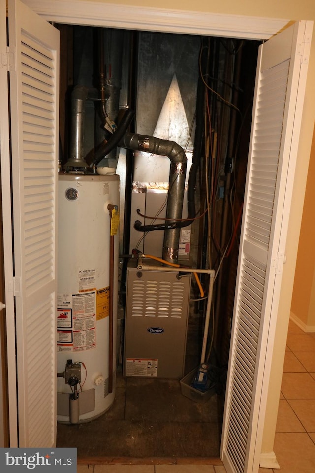 utility room with gas water heater