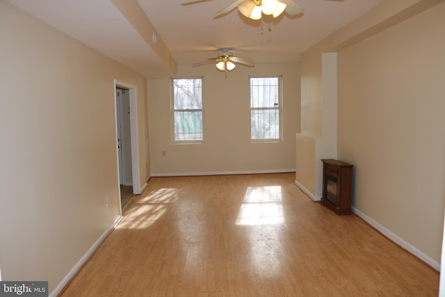 403 O St NW, Washington, DC 20001 - spare room with baseboards, light wood-style flooring, and a ceiling fan