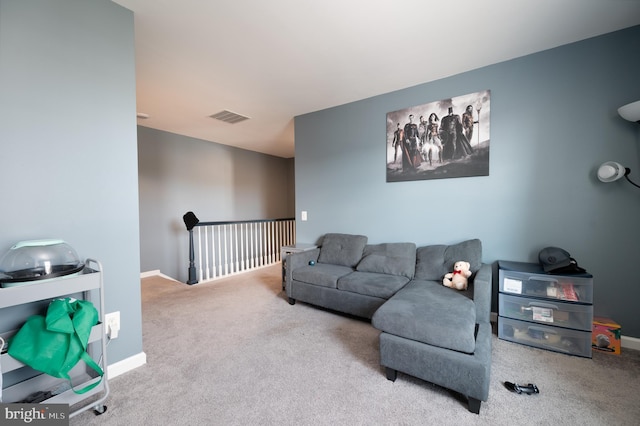 living room featuring carpet flooring