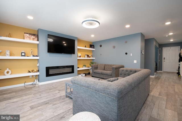 living room featuring light wood-type flooring