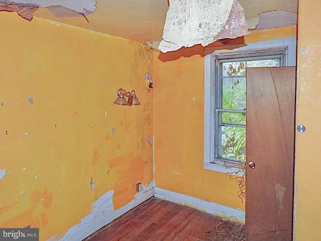 spare room with wood-type flooring