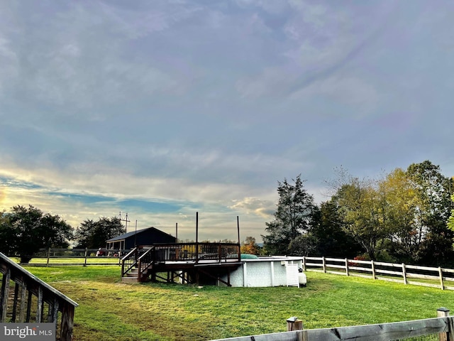 view of yard with a deck