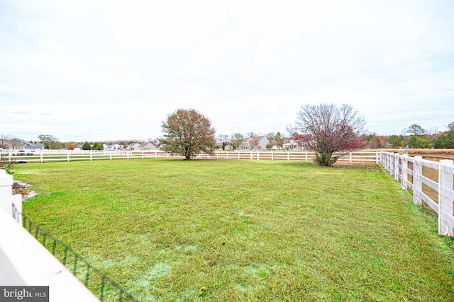 view of yard with a rural view