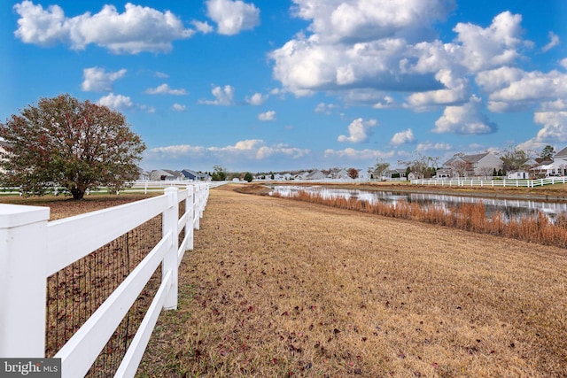 view of road with a water view