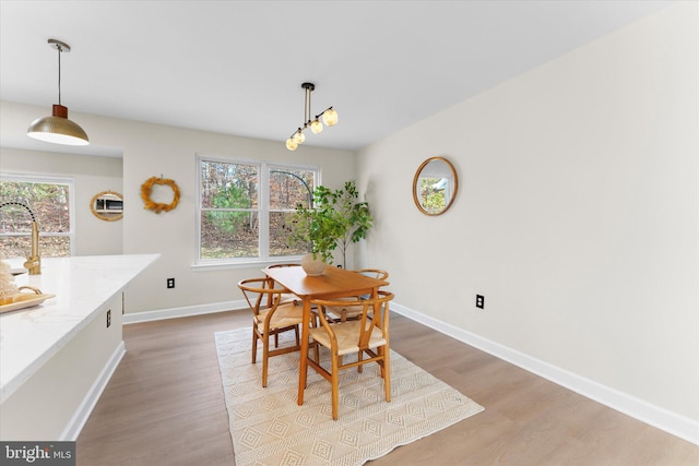 dining space featuring light wood-type flooring