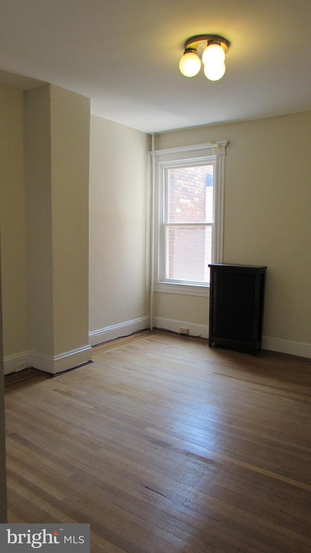 spare room featuring wood-type flooring