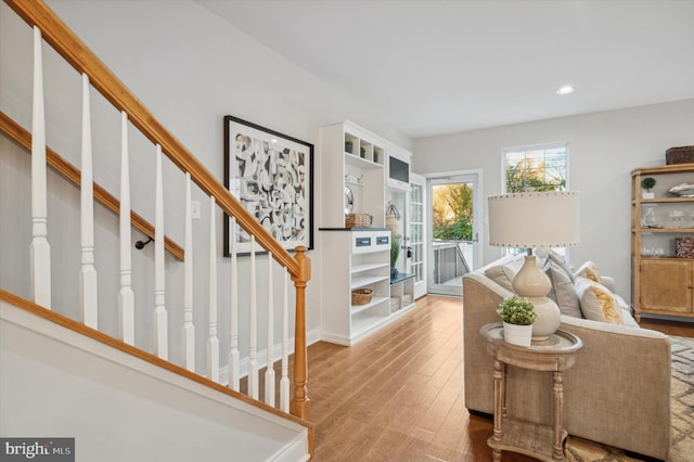 living room featuring light wood-type flooring