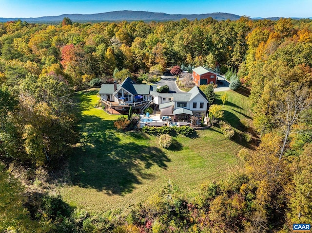 aerial view with a mountain view