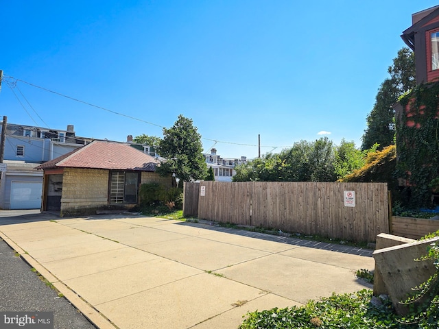 exterior space with a garage