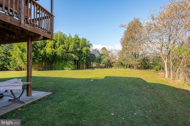 view of yard featuring a deck