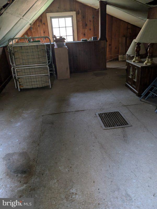 garage with wooden walls