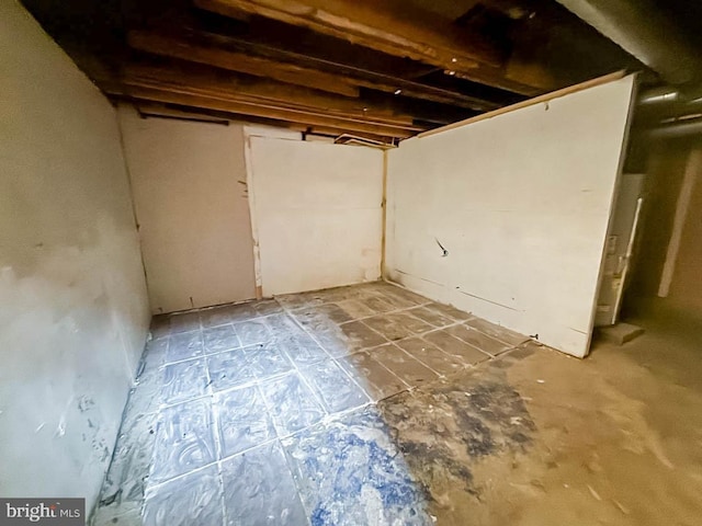 view of unfinished basement