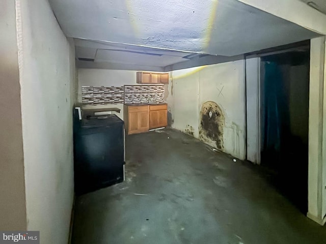 view of unfinished basement