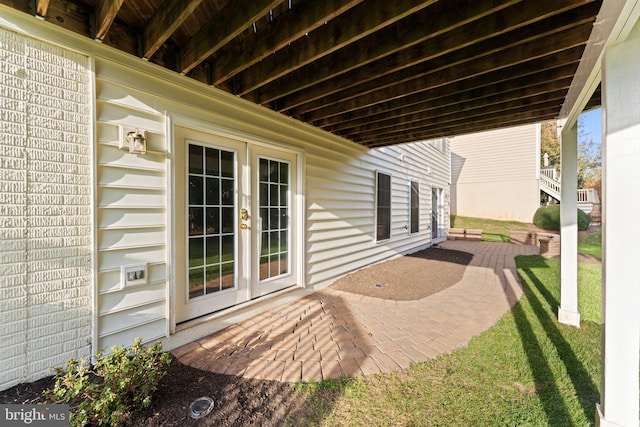 view of patio / terrace featuring french doors